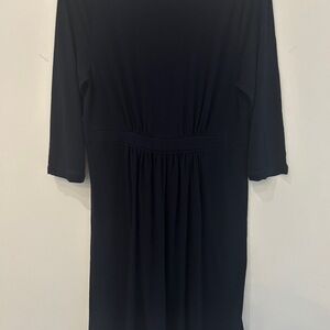 J. Crew Black Long Sleeve Gathered Waist Dress